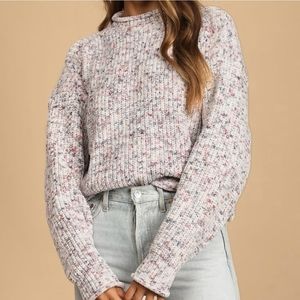 Lulus Casually Cozy Ivory Multi Chenille Pullover Sweater